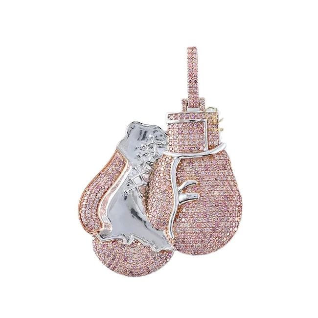 New Trendy Design 925 Silver Iced Out Morganite Moissanite Diamond Boxing Glove Hip Hop Pendant For Women From India