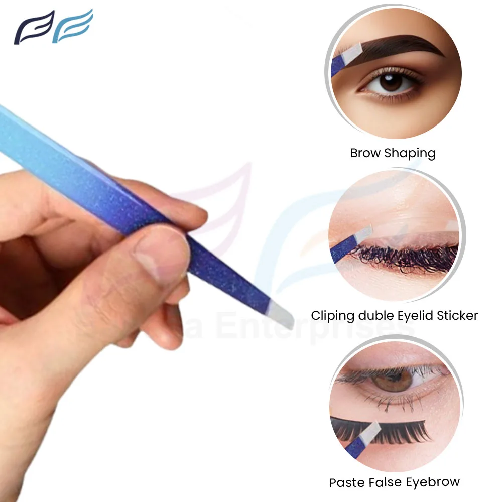 Custom Color Eyebrow Tweezers Set High Quality Pointed Custom Logo Sparkle Beauty Products Women Eyelash Extension Bahasa Pro