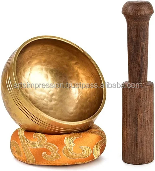 Solid Metal Handcrafted Brass Singing Bowl Set of 5 Singing Tibetan Singing Bell Tibetan-Bowl Metal Bowl Handmade