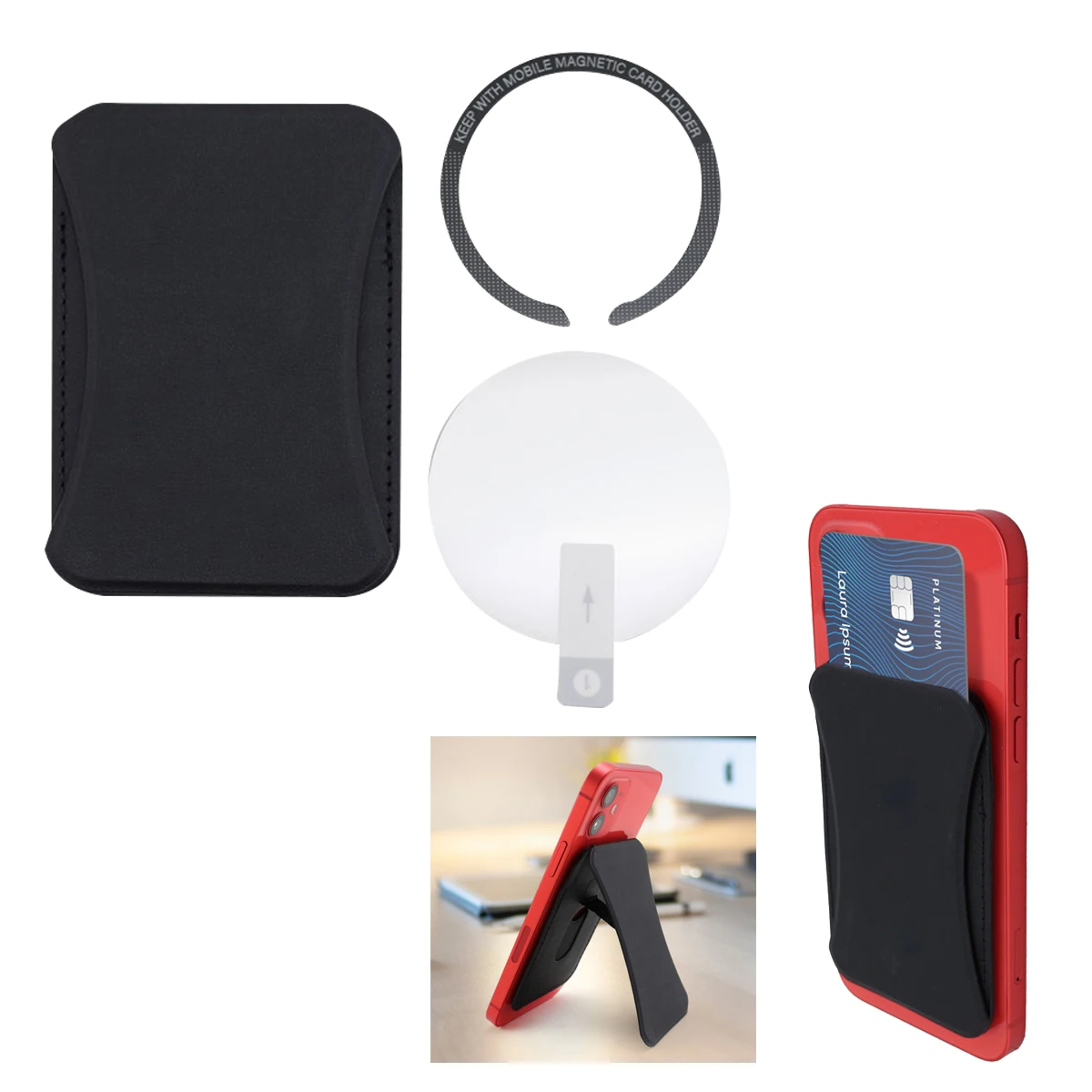 Magnetic Phone Wallet and Stand Perfect For Carrying Identification, Room Key, Cash Or Credit Card