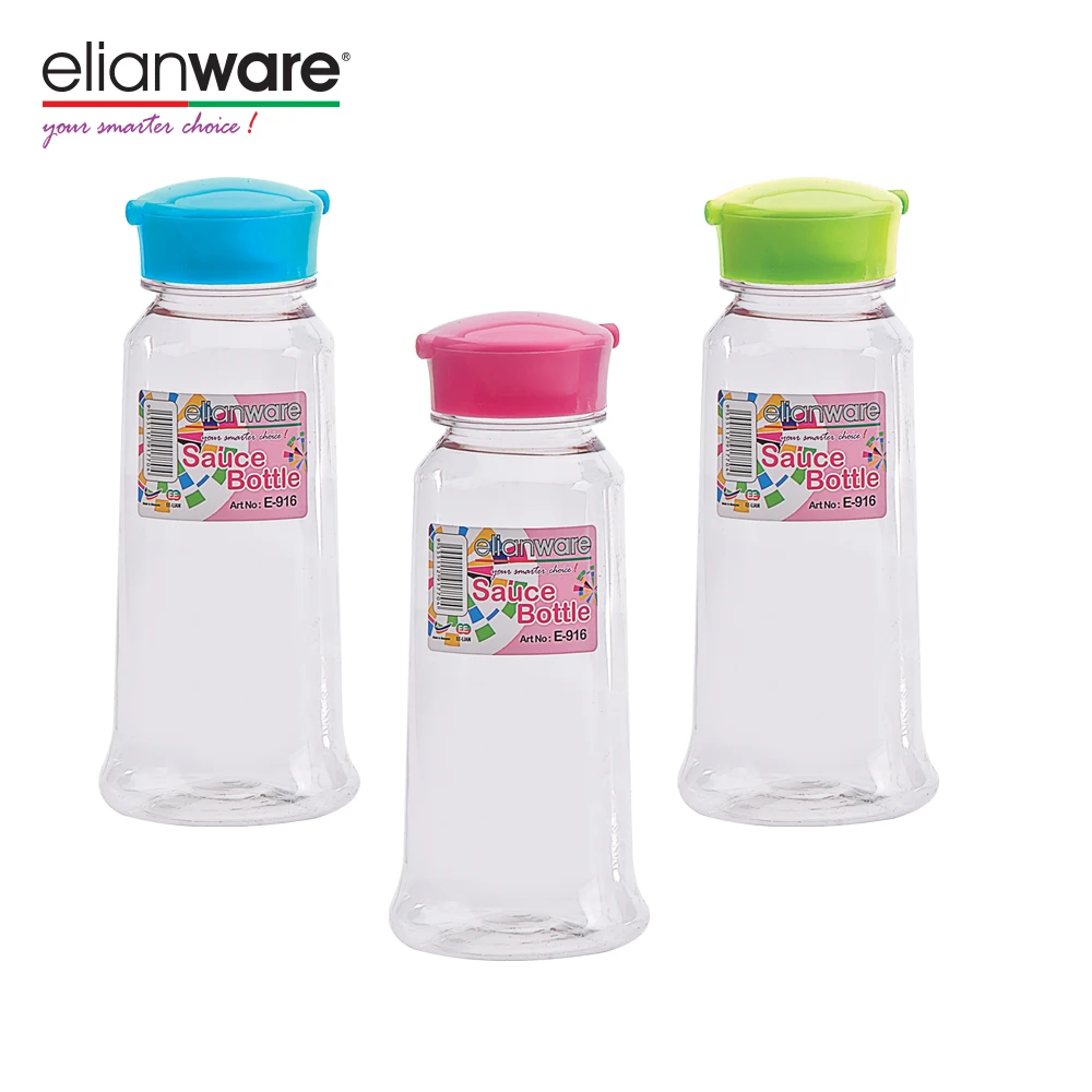 Elianware 250ml Wholesale Customized Sauce Bottle PET Plastic BPA Free Spice Jar Oil And Sauce Bottle With Flip Top