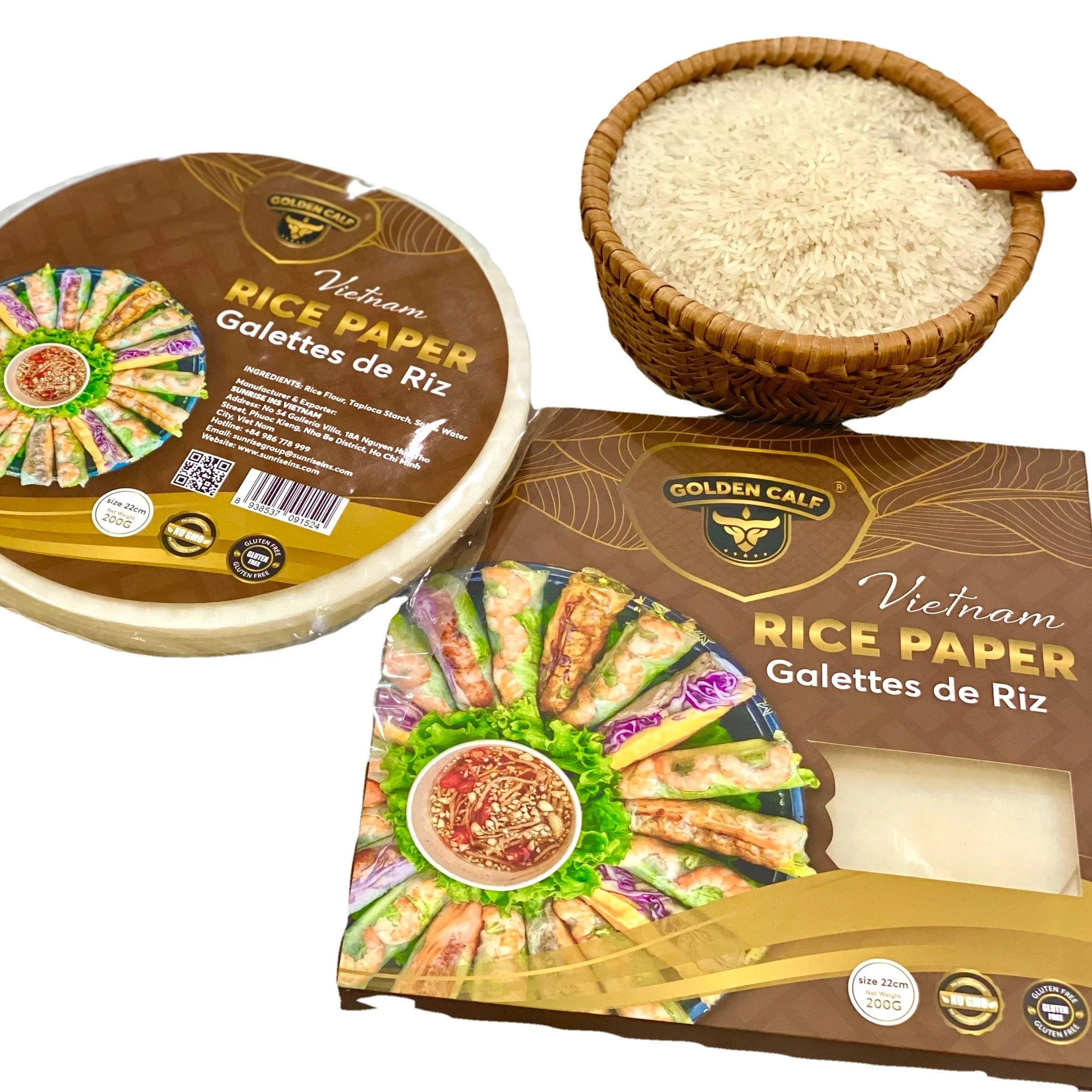 Круглая/квадратная рисовая бумага 22 см для пружинного рулона вьетнамский Экспортер пищевых продуктов (Мобильный/WA: + 84986778999