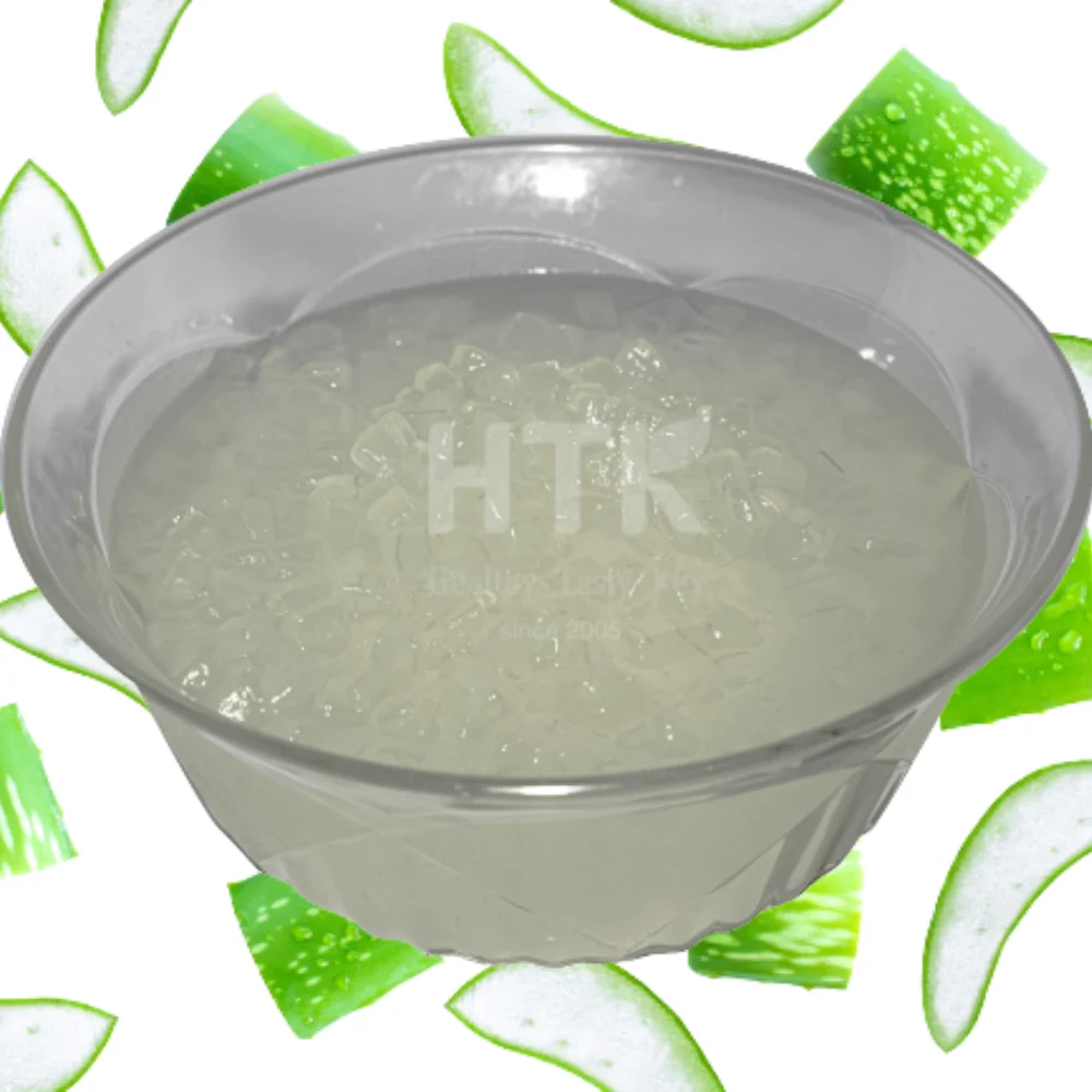 HOT SELLING 2024 CANNED ALOE VERA CUBE IN SYRUP 100% NATURAL FOR BEVERATE AND TOPPING FROM HTK FOOD