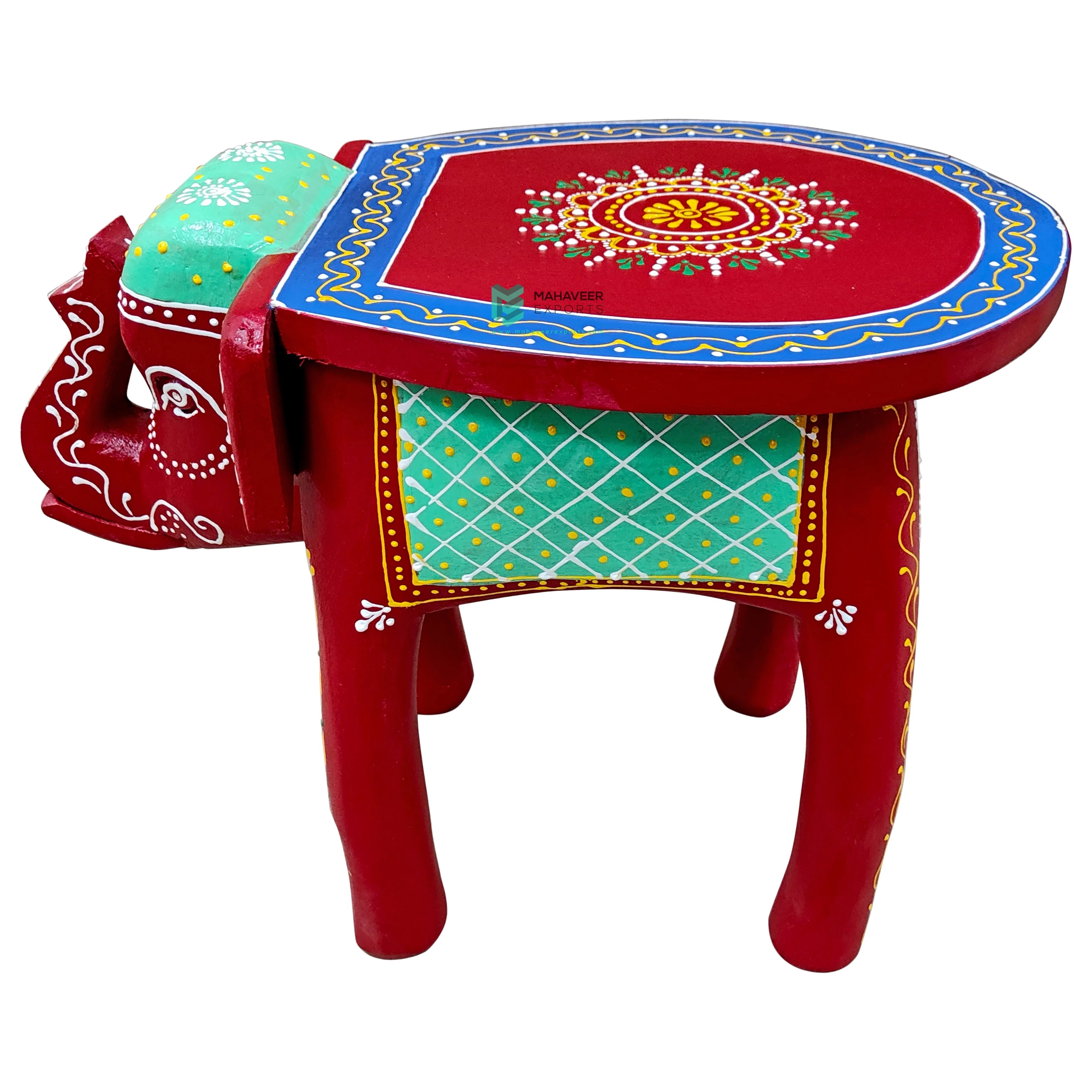 Best Selling Fine Hand Painted Wooden Elephant Stool Unique Designed Home Decor Furniture for Living Room / Drawing Room