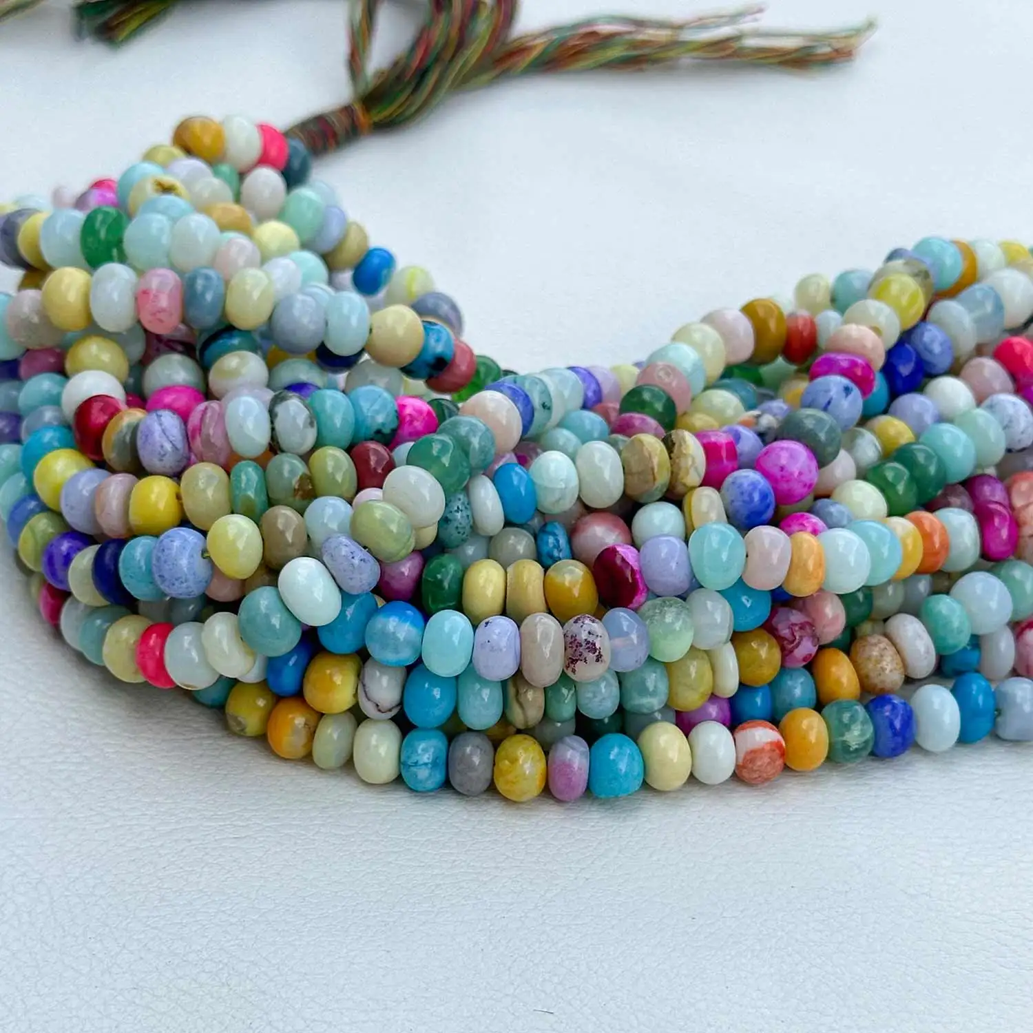 Awesome Multi Color Disco Candy Opal Smooth Rondelle Beads Strand Buy Direct Now From Gemstone Manufacturer for Jewelry Making