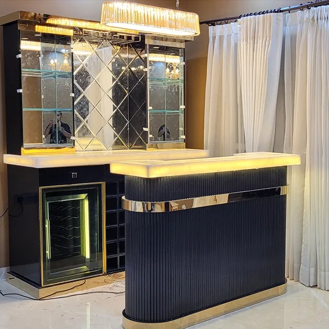 Custom-Made Wood Commercial Bar Counter Exclusive Whisky Cocktail Liquor Bar Design Ideas for Club Interior Decoration