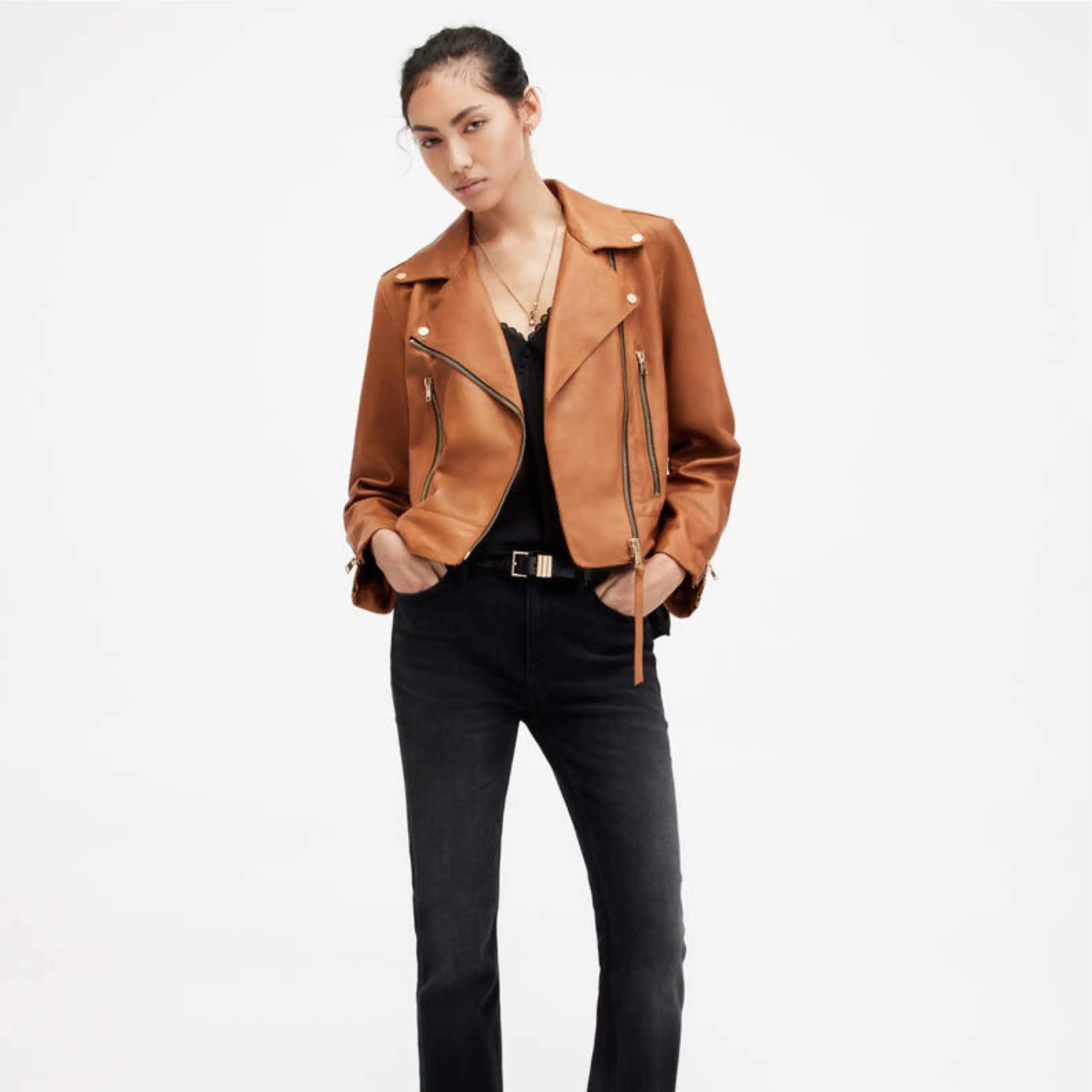 2024 New Arrivals Women Outdoor Leather Jackets Waterproof High Quality Ladies Winter Leather Jackets