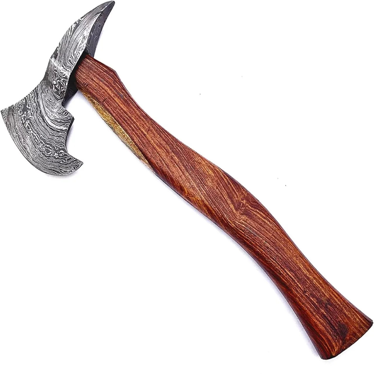 Hot Selling Custom Hand Made Damascus Steel Top Quality Logo Printed Axe With Leather Sheath Sharp Edge