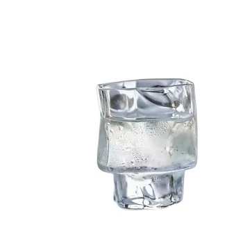 Custom Glasses Hand Blown Irregular 60ml Glass Whisky Drinking Cup Frosted Small Tea Liquor Cups For Bar
