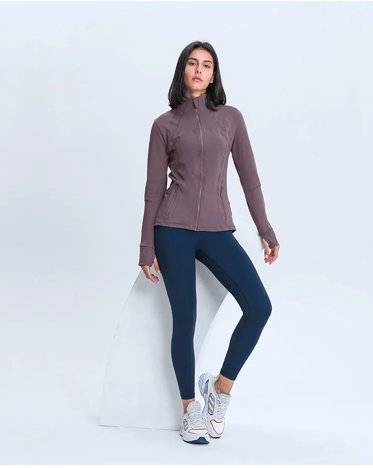 Wholesale Women Sportswear High Quality Spandex Jacket Custom Sports Gym Yoga Wear Workout Women Zip Fitness Jacket
