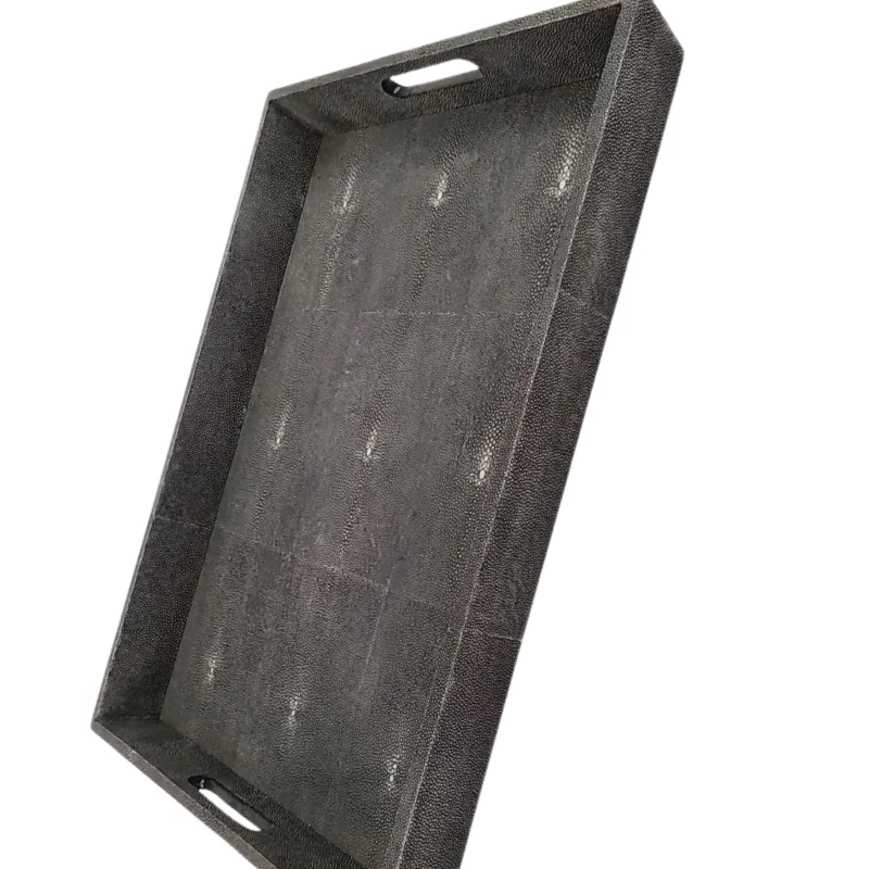 Современный роскошный прямоугольный декоративный искусственный шагреневый поднос для кофейного столика оптом