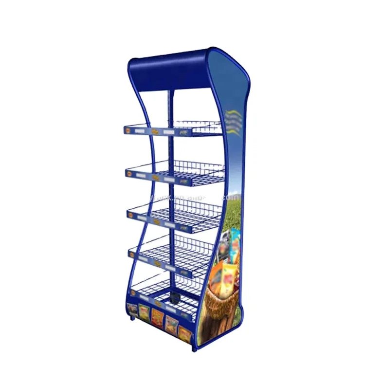 Wire Adjustable Shelf Racks Display Portable Supermarket Display Rack Potato Chip Snack Metal Retail Store Display Racks