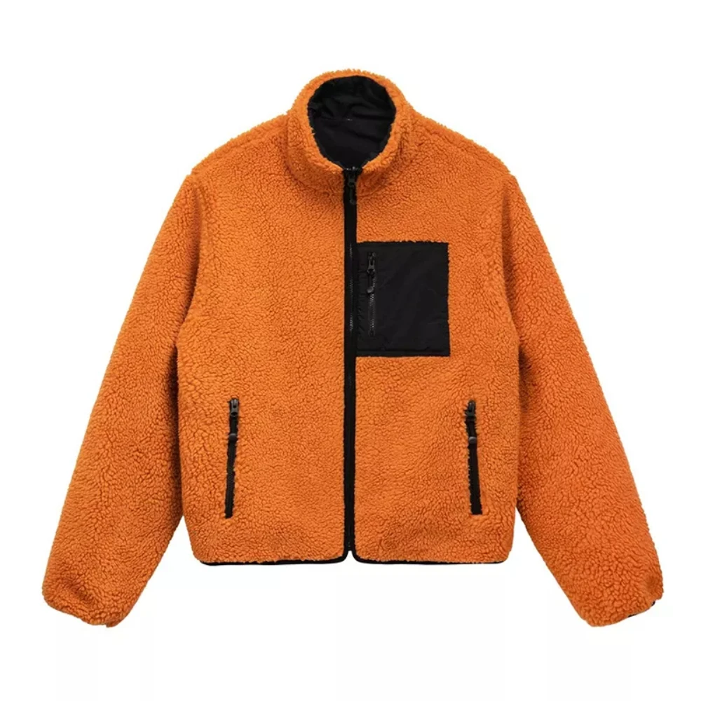 Custom Design Winter Thick Black And Custom Colours Sherpa Fleece Jacket 2023
