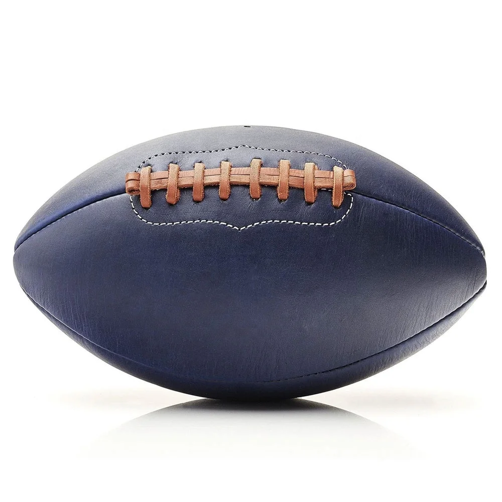 Vintage Cowhide Leather Hand Stitch  Rubber Grip Rugby Balls Low Price Professional Match Rugby Soccer Balls With Custom Colors