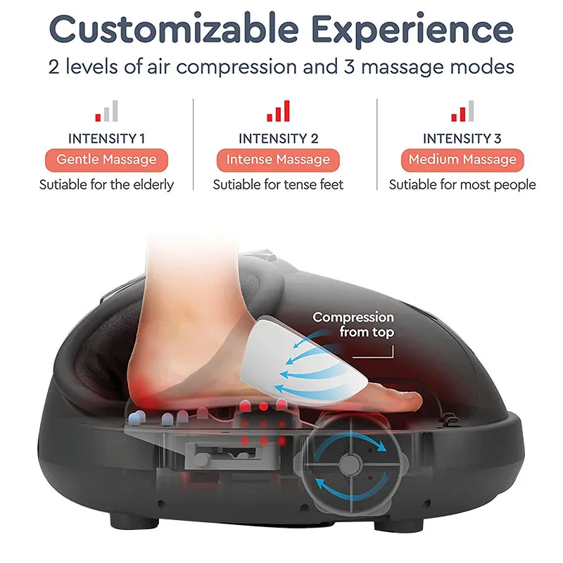 Therapy Reflexology Foot Care Massager Compression Shiatsu Circulation Acupuncture Heat Function Foot Massager Machine