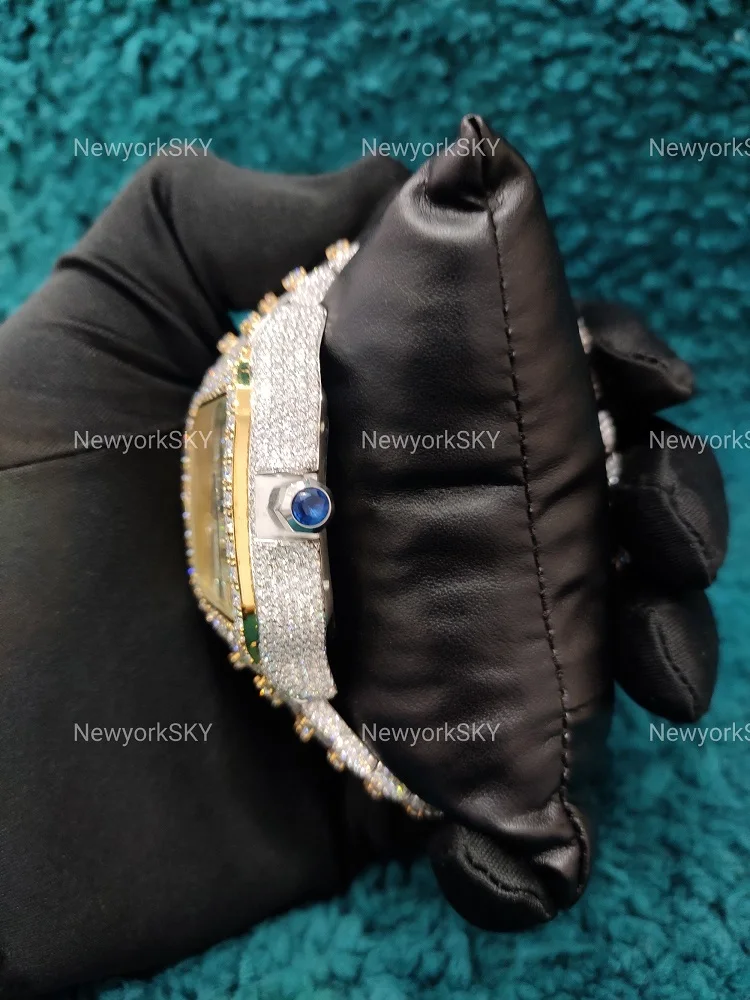 New 40MM Handmade Customizable Automatic Movement Mechanical VVS Moissanite Diamond Studded Iced Out Wrist Watch For Men Women