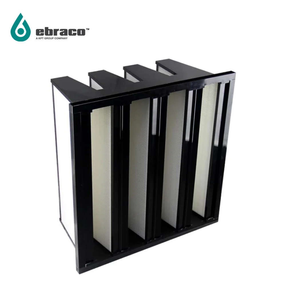Plastic Frame V Bank Medium Air Filter  F9 95<Em Abs Frame 592x592x292mm 4V (24x24x12inch) For HVAC, AHU, Cleanroom