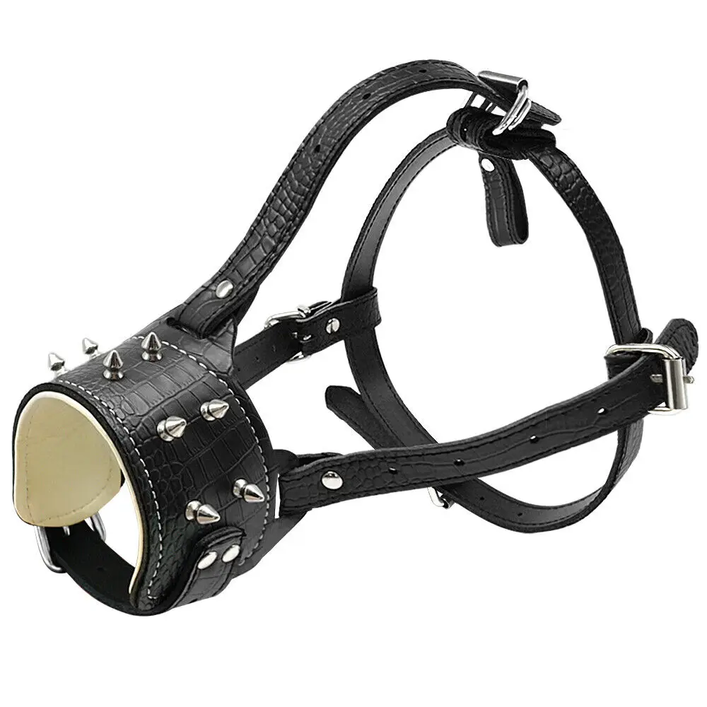 steel wire dog mask with real leather belt,dog muzzle