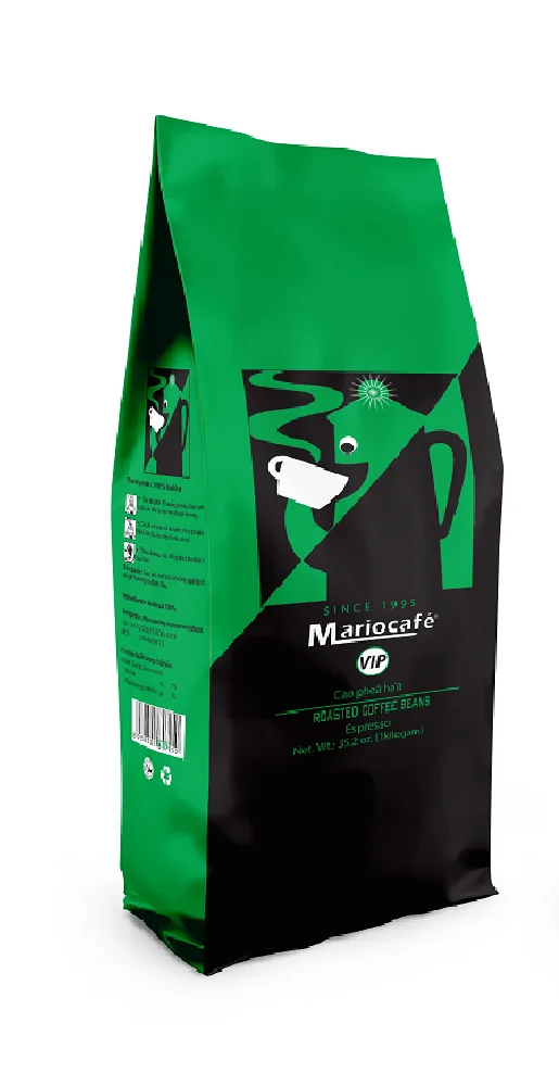 HACCP ISO 9001:2015 MARIO CAFE Brand Best grade 16-screen Arabica roasted Medium Roast Coffee Beans from Vietnam 1kg/bag