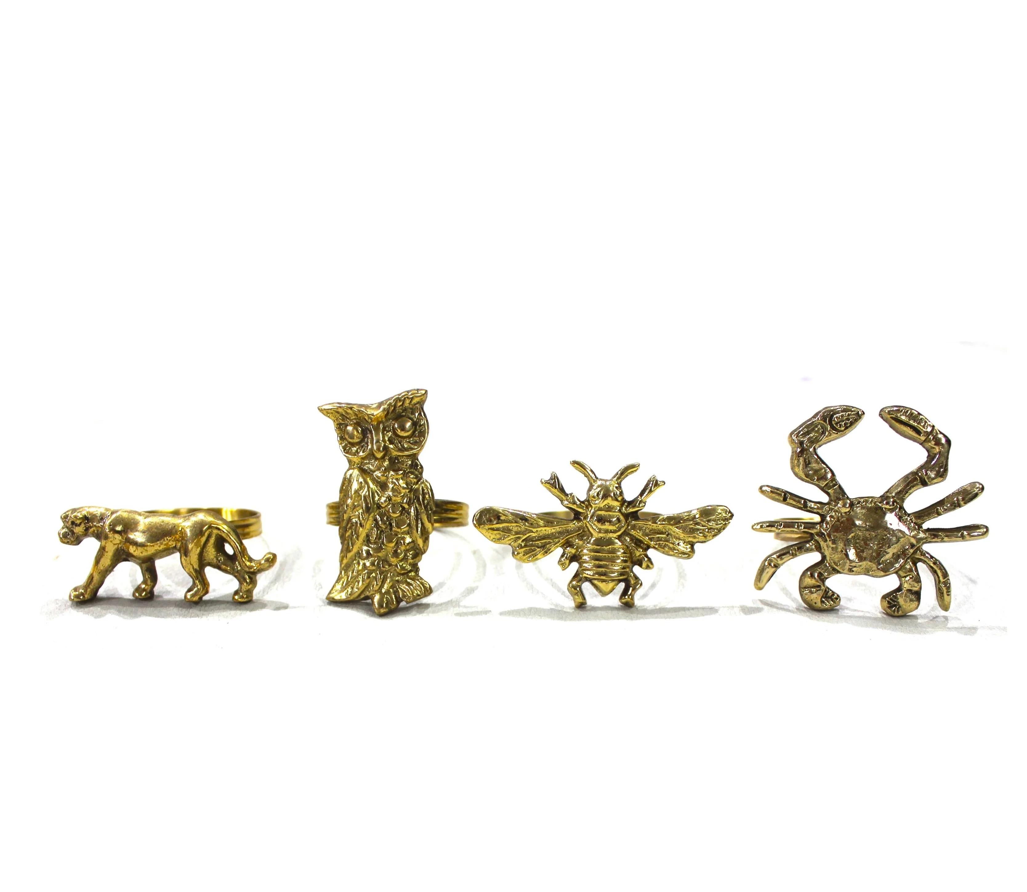 Modern Look Design Brass Napkin Ring With Owl And crab Shaped Napkin Buckle In hot Sale Price