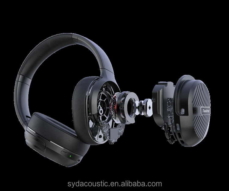 ANC Hybrid Headphones Wireless Headphones Over Ear with Microphone Deep Bass Comfortable Protein Earpads