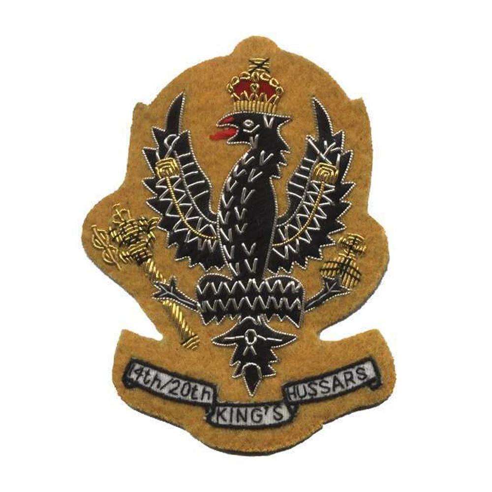 Flame Gold University Luxury Style Badges Custom Made Mylar Crest Patches with Magnet Embroidery Technics Hat Badges Supplier