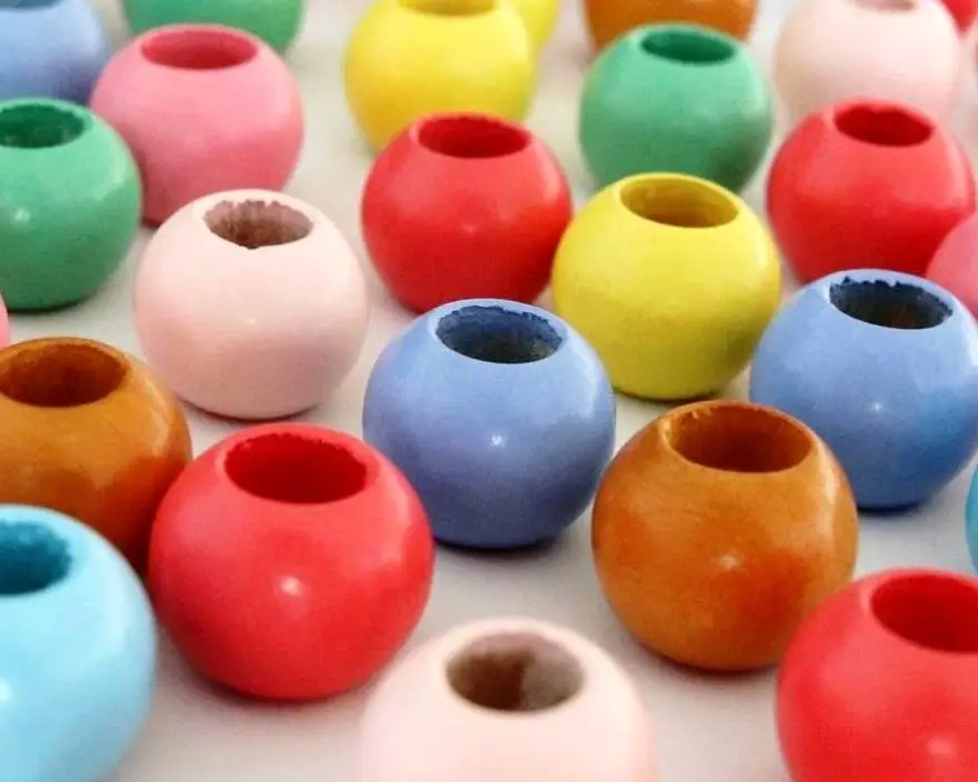 Multicolor Large Hole Beads for Macrame Mixed Pack craft  Custom Colored shaped sized Wooden Beads Made In India