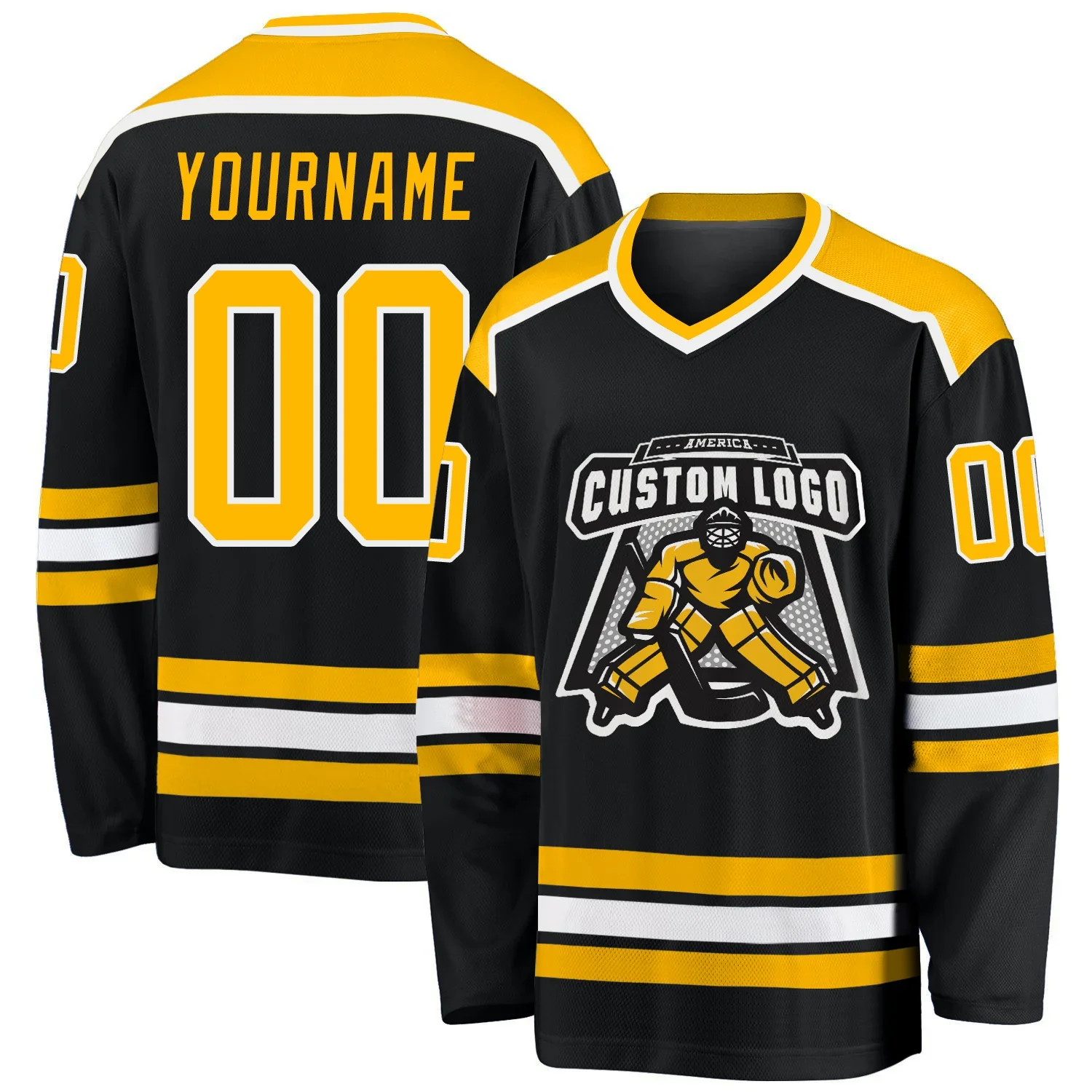Ice Hockey Shirts Custom Hockey Jersey Golden Sublimation Embroidery Unisex OEM Customized Anti Technics Logo Style Color
