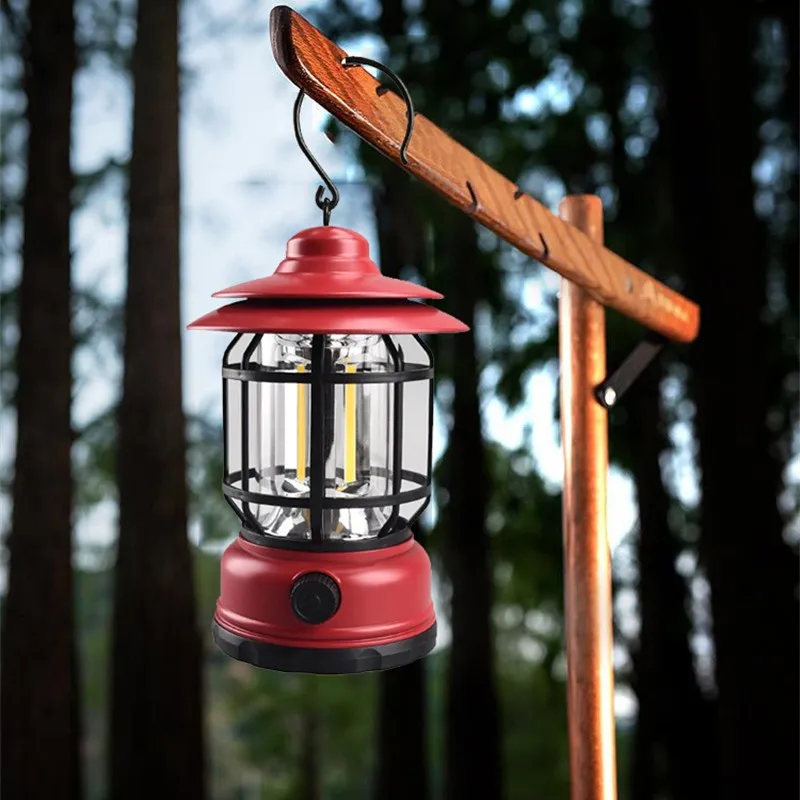 Outdoor Waterproof Camping Led Lanterns Power Bank Rechargeable Emergency Light Hanging Dimming Warm White Table Lamp