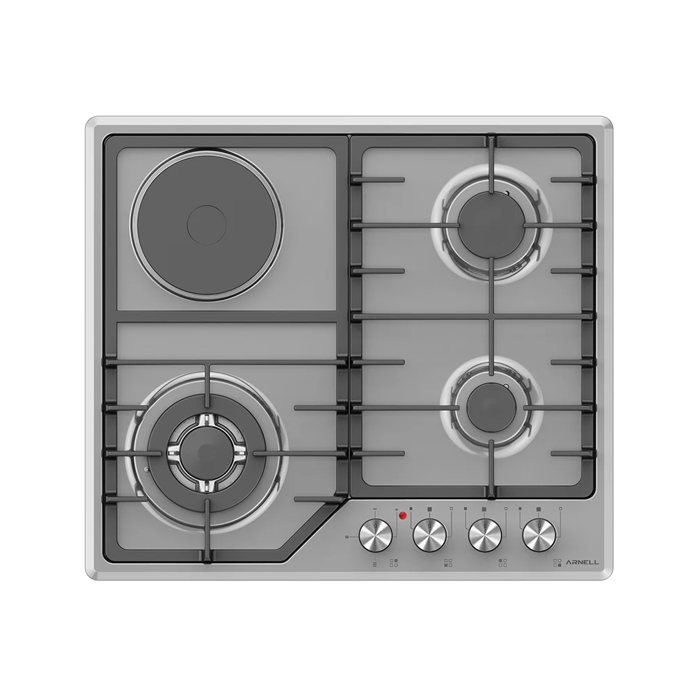 Hot Sale High Quality Gas Burner Cooker 3 GAS WOK 1 HOTPLATE ENAMEL HOB Front Control Kitchenware Glass Cooktop for Home Use