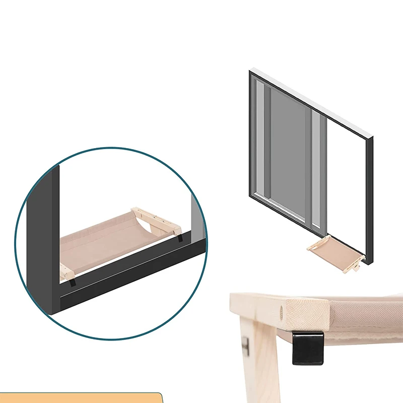 Customizable Cordless Cat Window Lock Hammock Bed for Winter and Summer No Suction No Drilling Cat Perches Holds Up to 40lbs