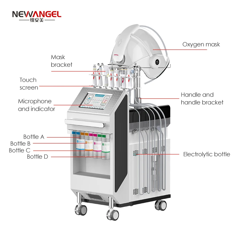 High Quality 9 in 1 Multi-functional H2O2 Hydro Oxygen Facial Bubble Skin Care Oxygen Jet Facial Deep Cleaning