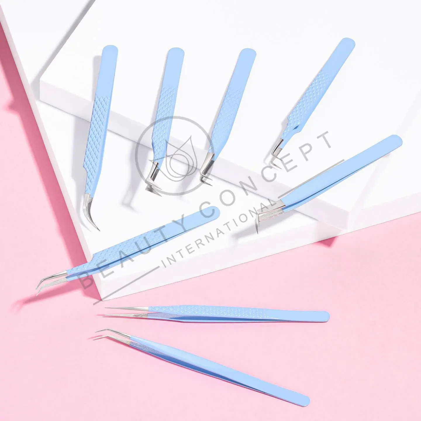 Multi Purposes Eyelash Tweezers Non Slip Grip Eyelash Extensions Application Supplies Precision Fiber Tips Tweezers