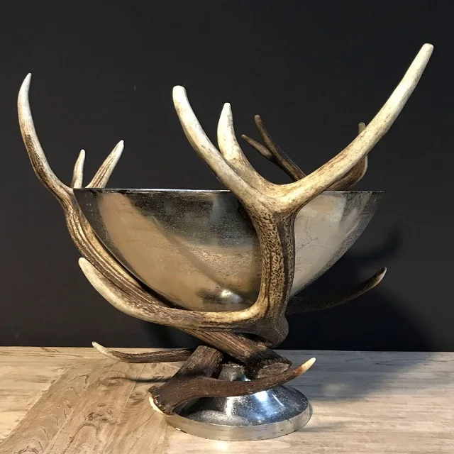Antler Stand Round Shape Wine Bucket Wholesale Standard Decorating Brass Metal Wine Chiller Buckets For Bar Accessories
