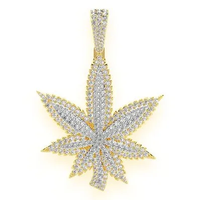 925 Sterling Silver Leaf Necklace Two Tone Moissanite Diamond Leaf Charm pendant VVS Diamond Women Necklace