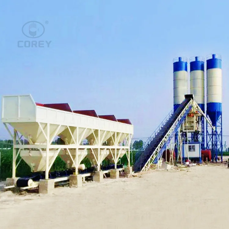 Industrial Full Automatic HZS60 60 m3/h Production Capacity Bucket Elevator Loading Ready Mix Concrete Batching  Plant