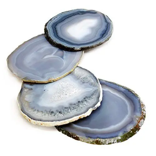 Wholesale Purple Agate Coasters Natural Crystal Salt Stone Coasters with Golden Electroplated for Sale