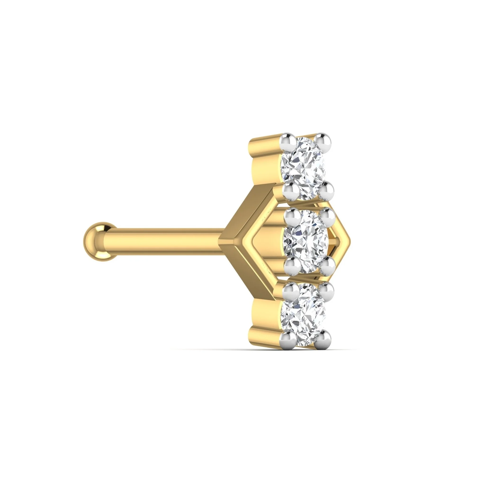 Женские алмазные серьги-гвоздики из трех камней 14 карат желтое розово-белое золото модные украшения для пирсинга тела подарок помолвки