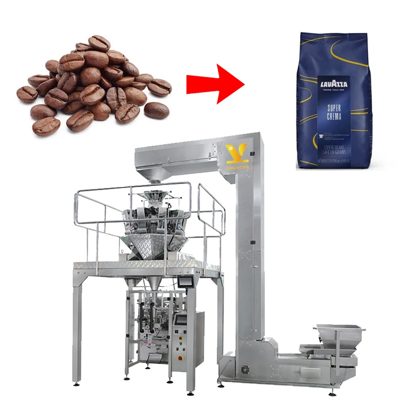 KV Multifunction auto candy food chip coffee bean filling packing mahine with multihead weighers