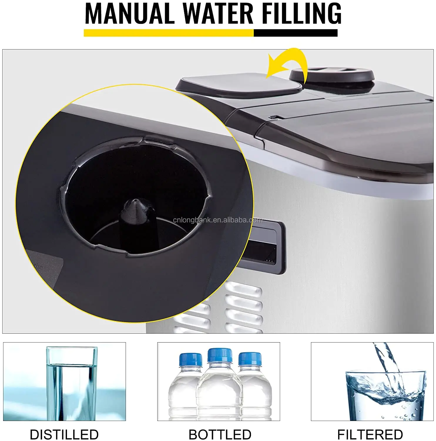 Ice Maker, Freestanding Nugget Ice Maker 26lbs/24h