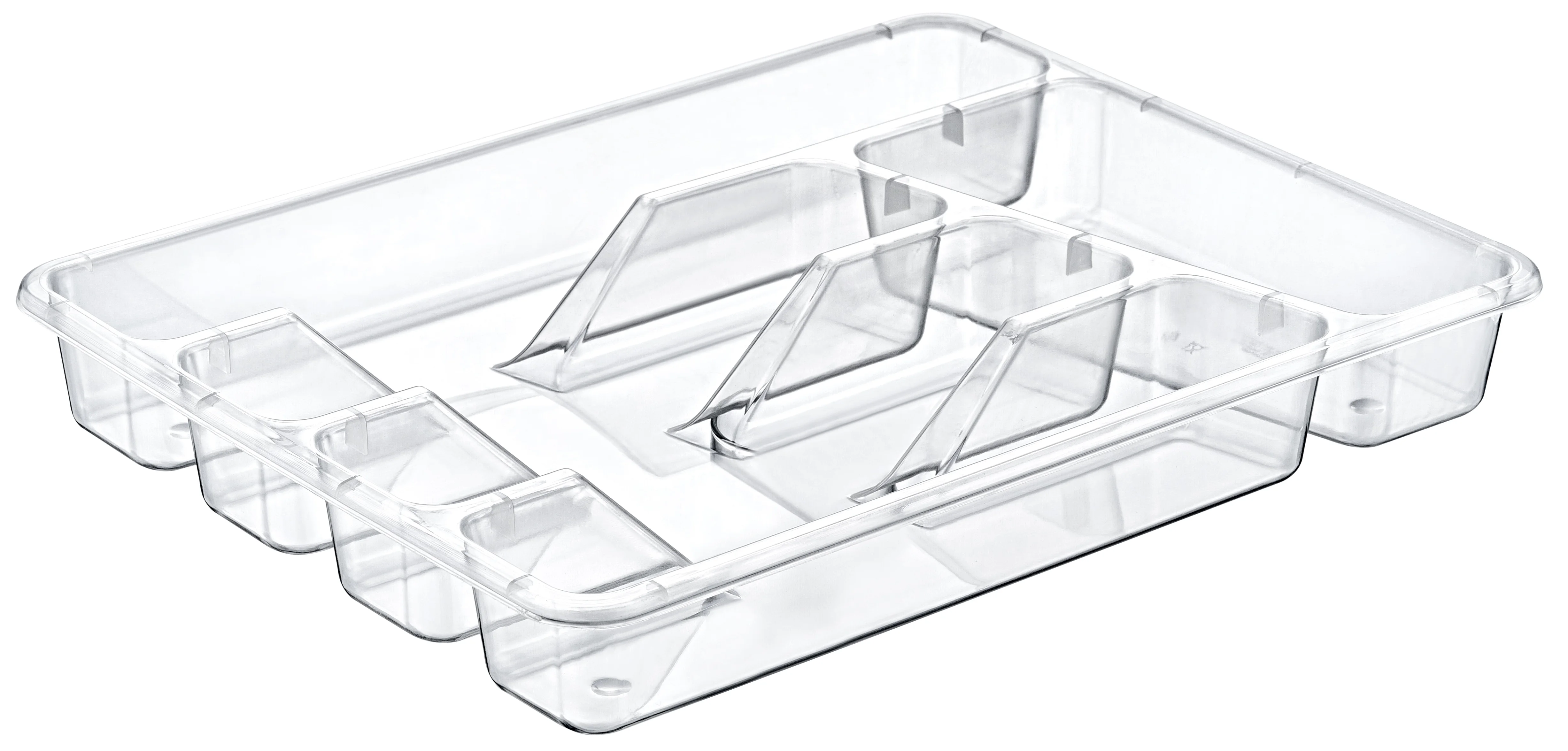 Transparent Cutlery Tray 5 Compartments Kitchen Drawer Organizer for Utensils Flatware Storage BPA Free Durable and Stylish