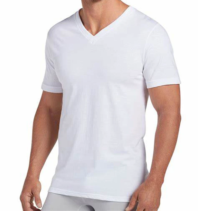 Custom Printed Logo Wholesale Sports Men T Shirts  Blank Casual Tshirt Men Slim V-neck High Quality Breathable Men T-shirts