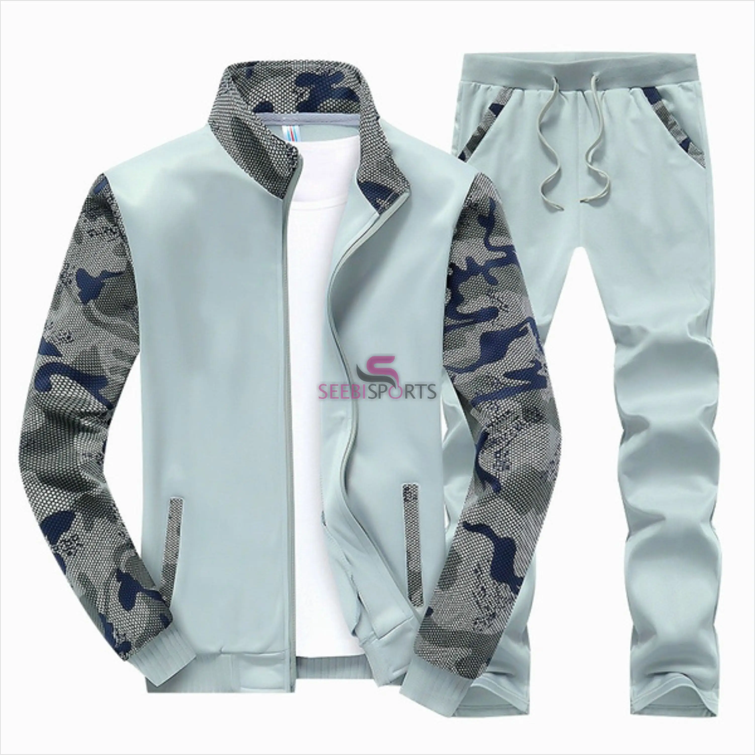 Camouflage Fashion Sporting Suit Men Zip Up Tracksuit Track Polo Hoodie Sweat Suits Set Zipper Sweatshirts