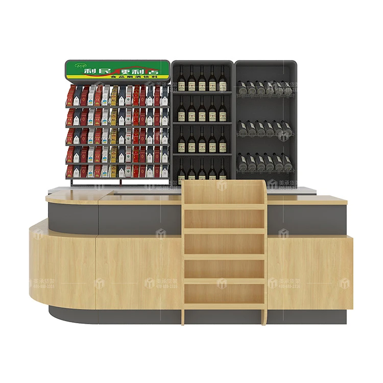 Meicheng Hot Selling Wood Cash Register Wooden Retail Shop Grocery Store Cashier Counters