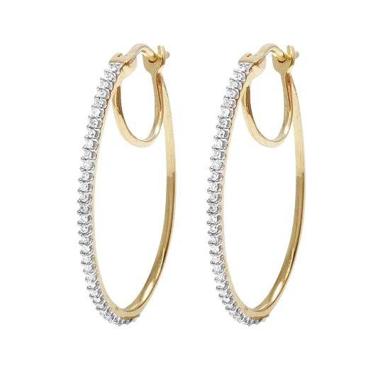 Real Diamond Round Shape Diamond Hoop Earrings
