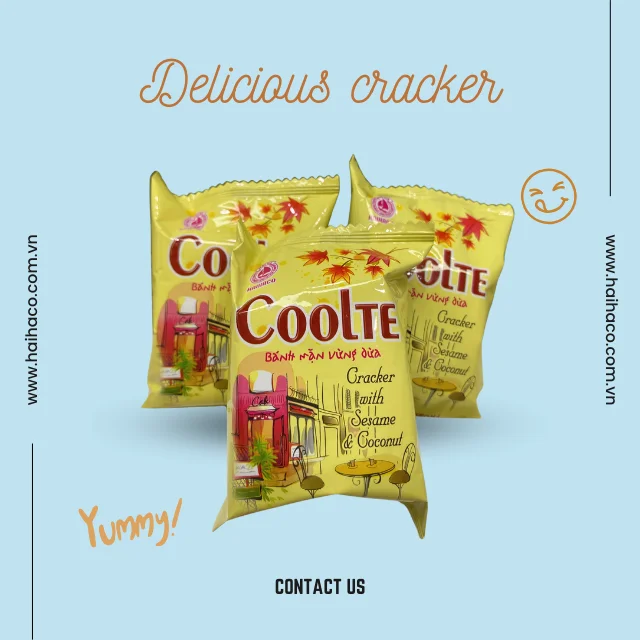 Wholesale hot product 2024 premium quality cracker with sesam and coconut COOLTE Brand Hahal certificate from HaiHaCo since 1960