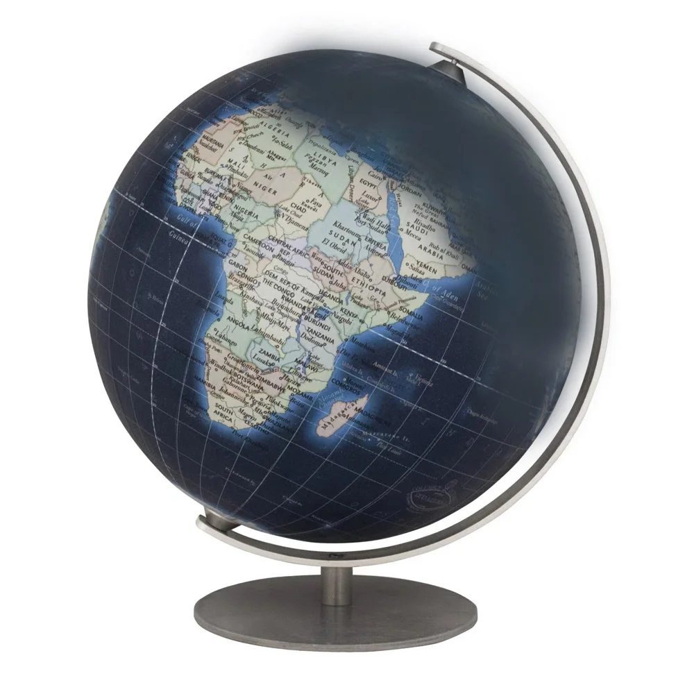 Ocean Blue Rotating Aluminium World Map Globe For Table Decoration Display Office School Decorative World Globe for Sale