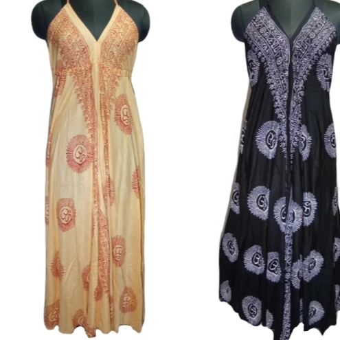 rayon fabric Long Dori om printed Boho summer fashion maxi dress- Spanish dress - Butterfly sleeve - Beach wear Slit maxi dress-