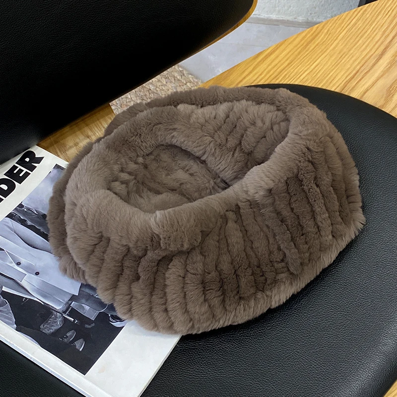 Hot Sale Customized Multiple Colour Optional Rex Rabbit Loop Infinity Scarf  Real Fur Muffler