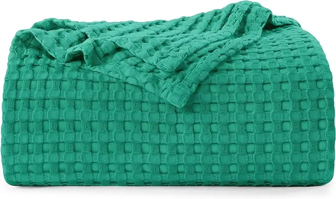 Bed 100% Cotton Queen Size for Bed Waffle Weave Blankets for Summer, Lightweight and Breathable Soft Woven Blankets for Spring